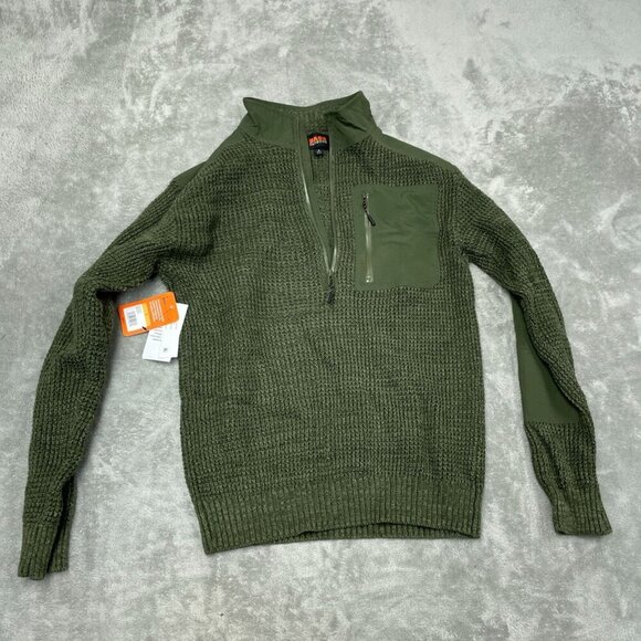 Bass Outdoor Green Knit Pullover Sweater With Quarter-Zip  S NWT 6237 - Picture 1 of 8